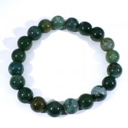 bracelet en agate mousse perles rondes 10mm