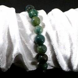bracelet en agate mousse perles rondes 10mm