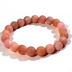 bracelet en opale rose perles rondes 8mm