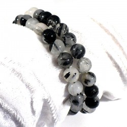 bracelet en quartz tourmaline perles rondes 8mm