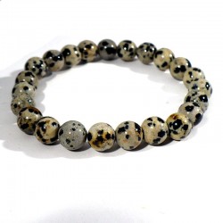 bracelet en jaspe dalmatien perles rondes 8mm