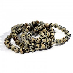 bracelet en jaspe dalmatien perles rondes 8mm