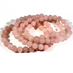 bracelet en quartz rose perles rondes 8mm