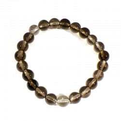 bracelet en quartz fumé perles rondes 8mm