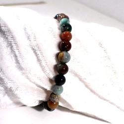 bracelet en agate multicolore perles rondes 6mm