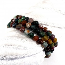 bracelet en agate multicolore perles rondes 6mm