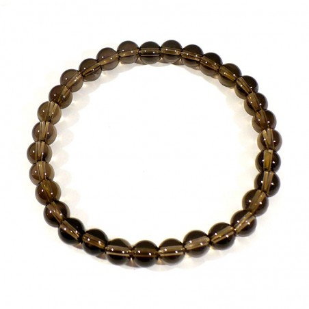 bracelet en quartz fumé perles rondes 6mm