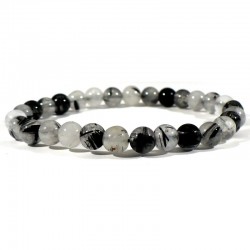 bracelet en quartz tourmaline perles rondes 6mm