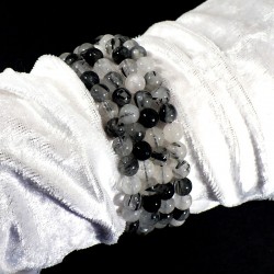 bracelet en quartz tourmaline perles rondes 6mm