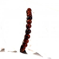 bracelet en obsidienne acajou perles rondes 6mm