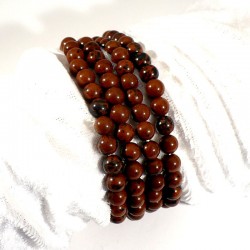 bracelet en obsidienne acajou perles rondes 6mm
