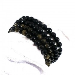 bracelet en obsidienne dorée perles rondes 6mm