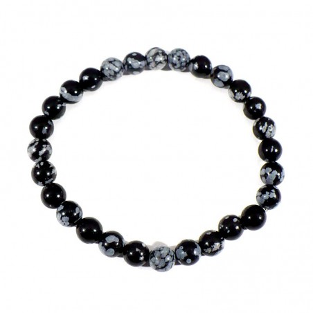 bracelet en obsidienne neige boules de 6mm