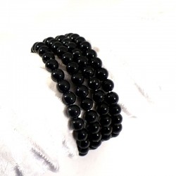 bracelet en tourmaline noire perles rondes 6mm