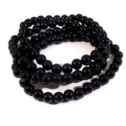 bracelet en tourmaline noire perles rondes 6mm