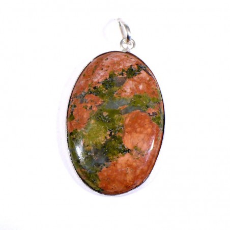 Pendentif serti en unakite (épidote)