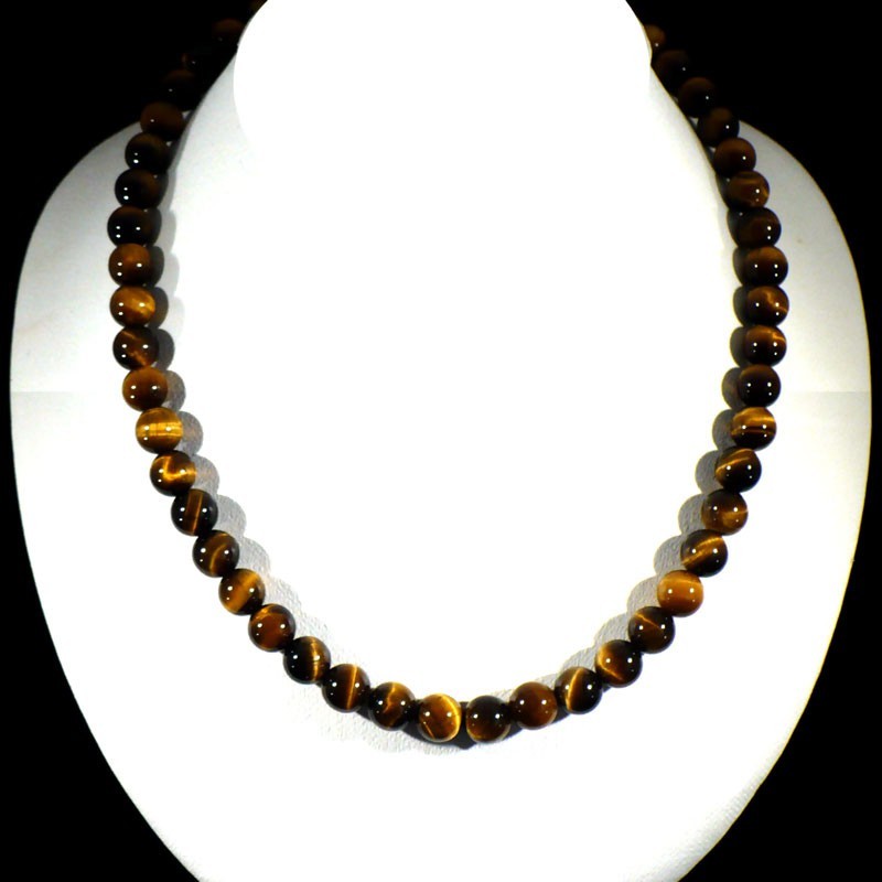 collier ras de cou en oeil de tigre perles rondes 8mm collier ras de cou en oeil de tigre perles rondes 8mm