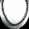 Collier en obsidienne neige perles rondes et noeuds