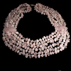 collier en quartz rose multirangs