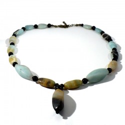 Collier en Amazonite black gold