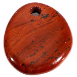 Pendentif galet plat en obsidienne acajou