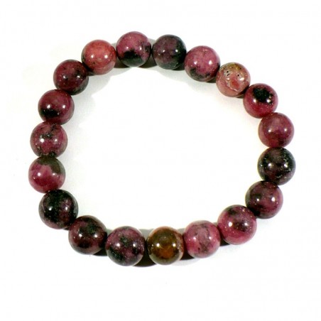 Bracelet en Rhodonite perles rondes 10mm