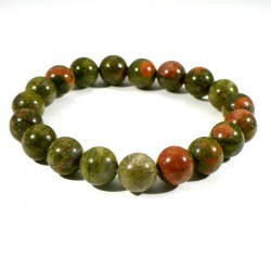 Bracelet en Unakite perles rondes 10mm