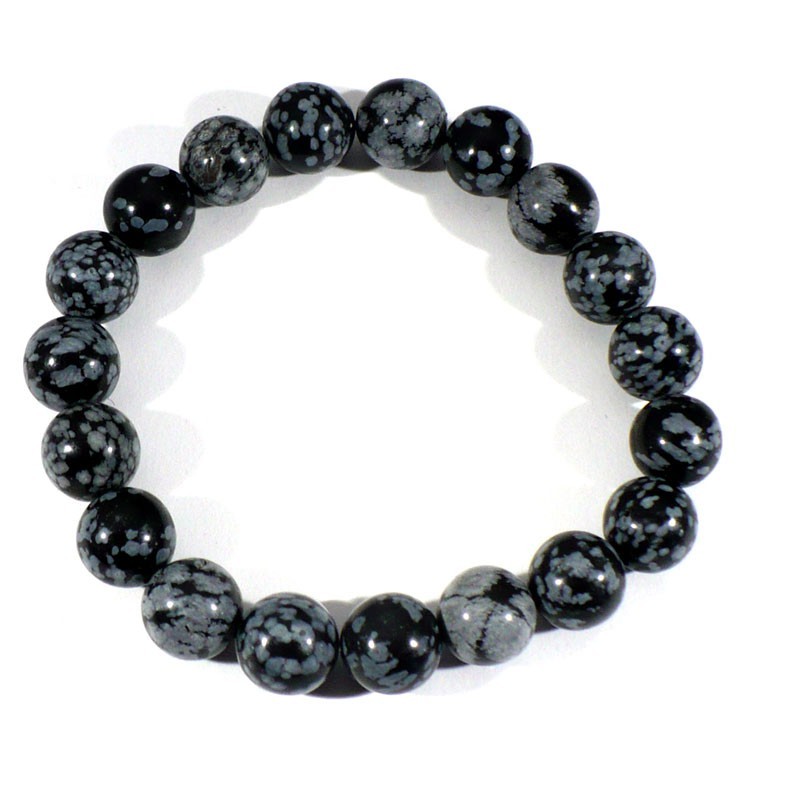 Bracelet en Obsidienne neige boules de 10mm