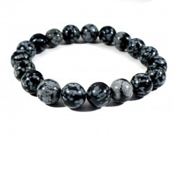 Bracelet en Obsidienne neige boules de 10mm