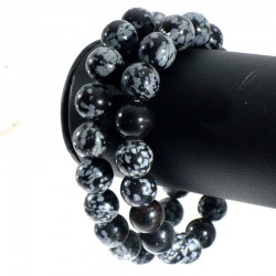 Bracelet en Obsidienne neige boules de 10mm