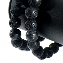 Bracelet en pierre de lave perles rondes 10mm