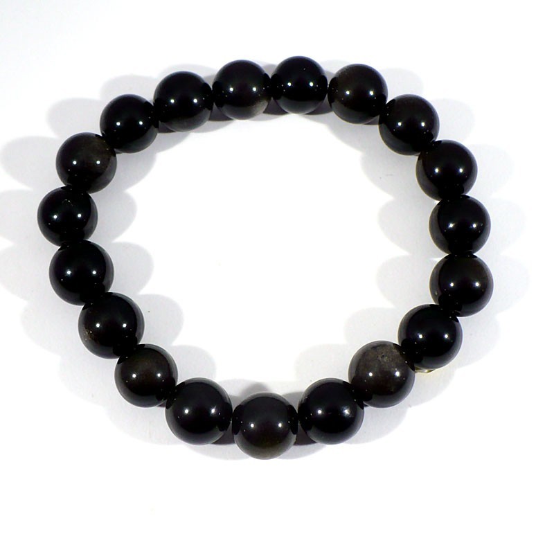 Bracelet en Obsidienne perles rondes 10mm