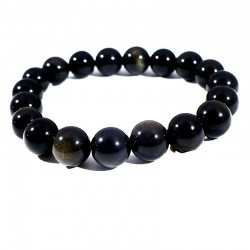 Bracelet en Obsidienne perles rondes 10mm