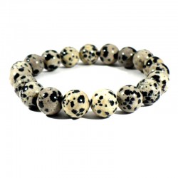 Bracelet en Jaspe dalmatien perles rondes 10mm