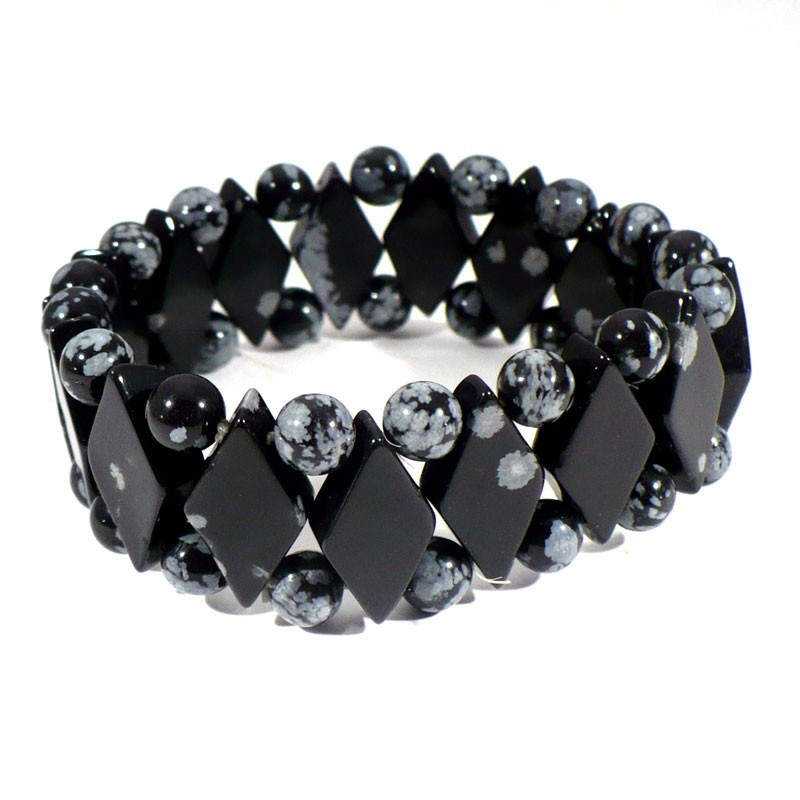 Bracelet losanges en Obsidienne neige