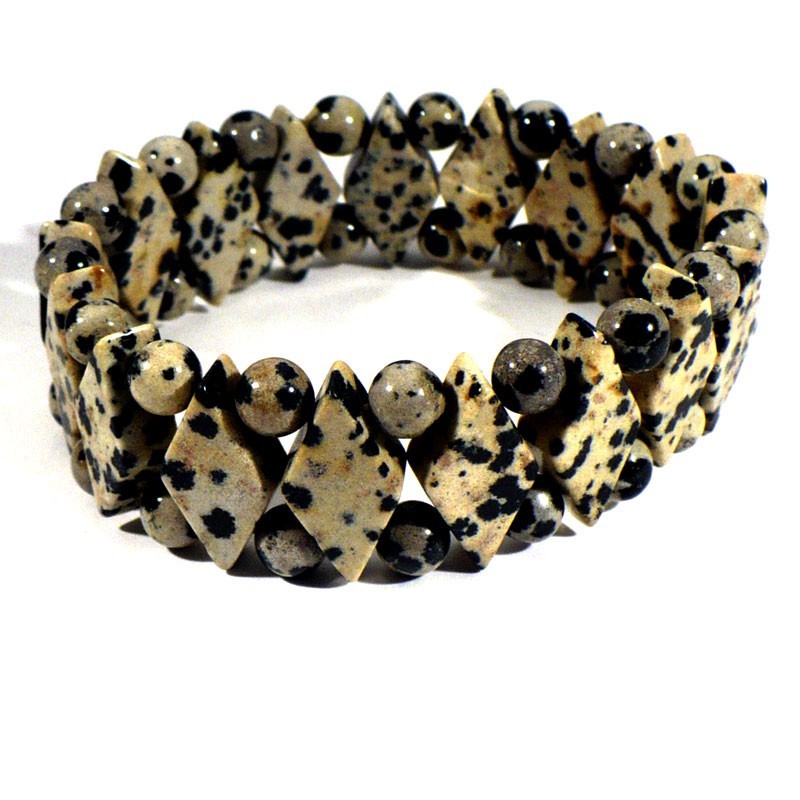 Bracelet losanges en Jaspe dalmatien