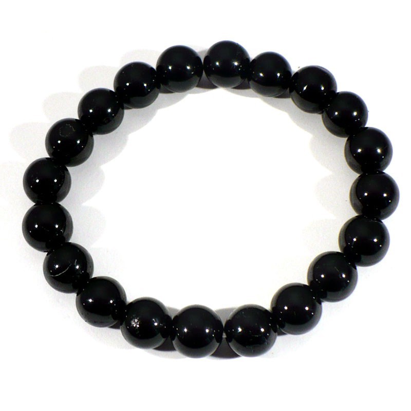 Bracelet en Tourmaline noire perles rondes 10mm