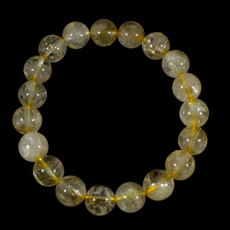 Bracelet en Quartz rutile perles rondes 10mm