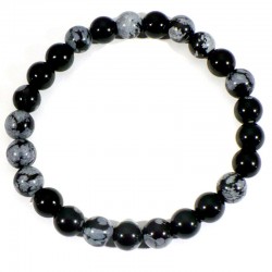 Bracelet en Obsidienne neige perles rondes 8mm