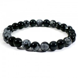 Bracelet en Obsidienne neige perles rondes 8mm