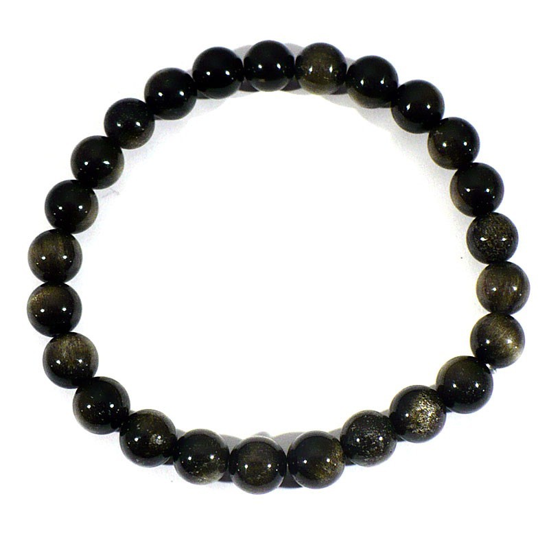 Bracelet en Obsidienne dorée perles rondes 8mm