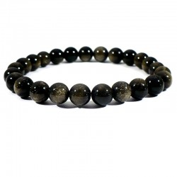 Bracelet en Obsidienne dorée perles rondes 8mm