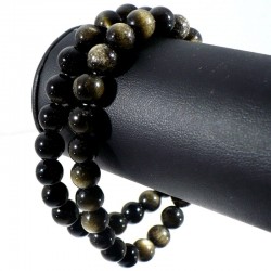 Bracelet en Obsidienne dorée perles rondes 8mm