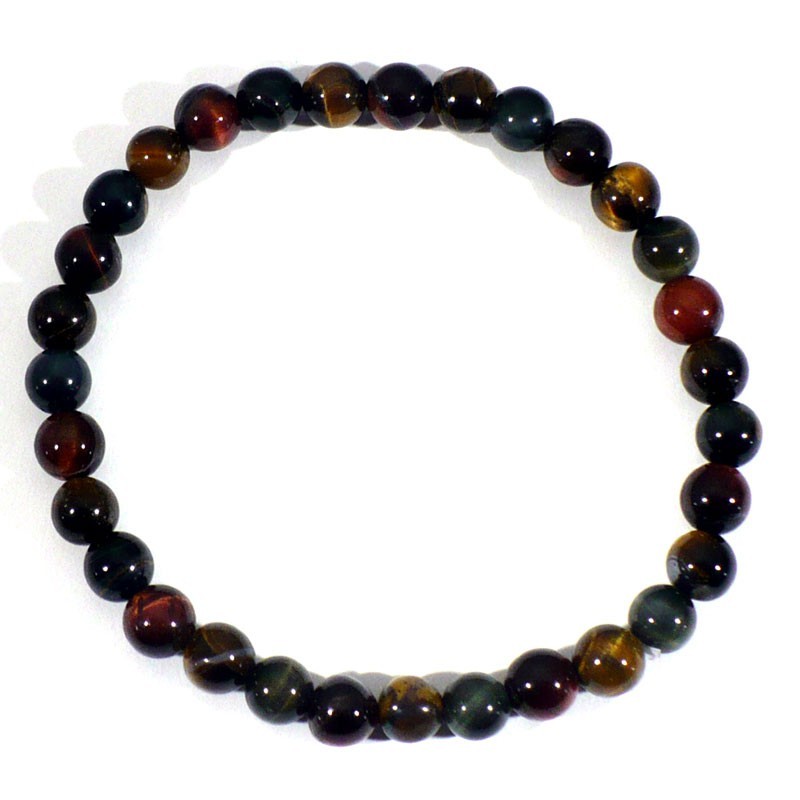 Bracelet Oeil de tigre, taureau, faucon perles rondes 6mm