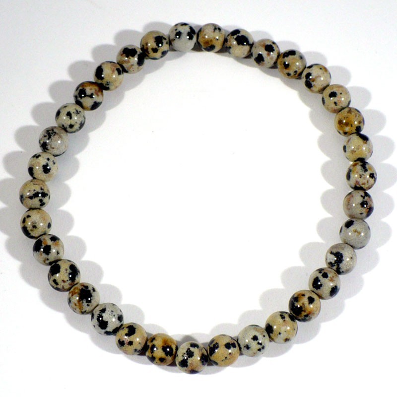 Bracelet en Jaspe dalmatien perles rondes 6mm