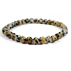 Bracelet en Jaspe dalmatien perles rondes 6mm