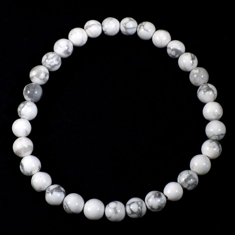 Bracelet en Howlite perles rondes 6mm