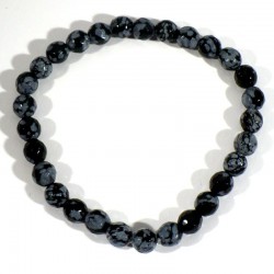 Bracelet en Obsidienne neige perles facettées 6mm