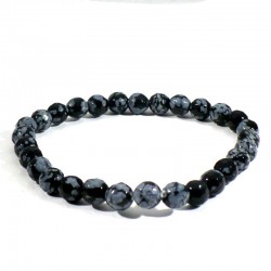 Bracelet en Obsidienne neige perles facettées 6mm