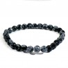 Bracelet en Obsidienne neige perles facettées 6mm